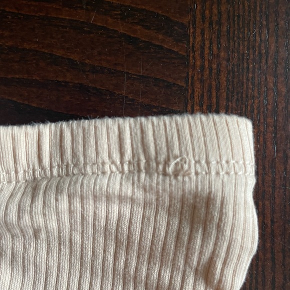 Ribbed Off- Shoulder Crop Top: Light Beige/Tan - Picture 5 of 5